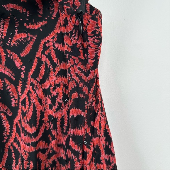 Eva Blue Dress Size 8 Petite Black Red Beaded Sequin Y2K Asymmetrical Whimsygoth - Picture 8 of 11